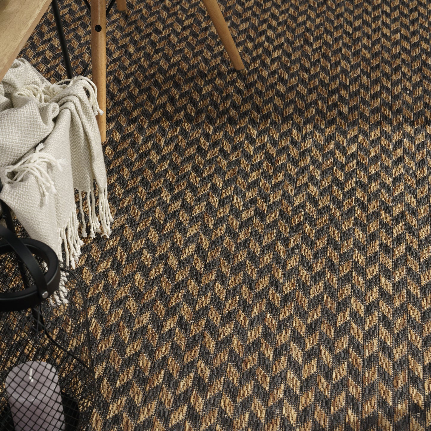 Indoor & Outdoor Rug Captera Herringbone Design in Brown