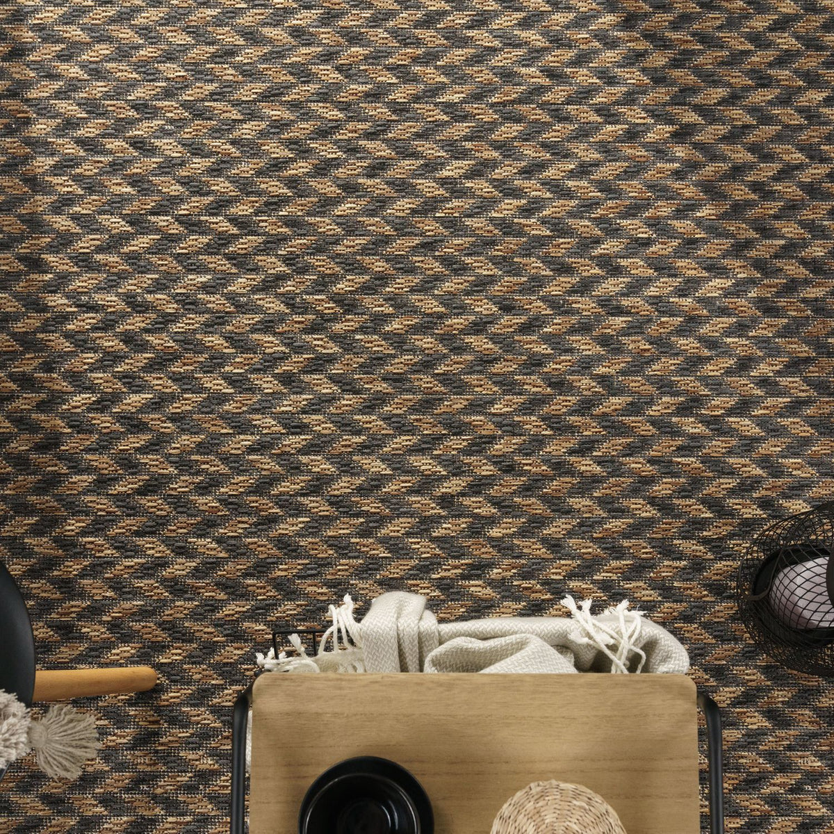 Indoor & Outdoor Rug Captera Herringbone Design in Brown