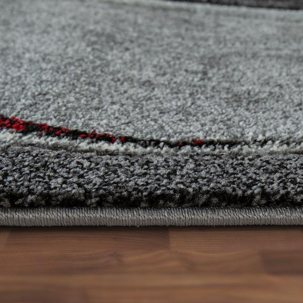 Abstract Living Room Rug Brilliance Collection Grey Red Black - RugYourHome