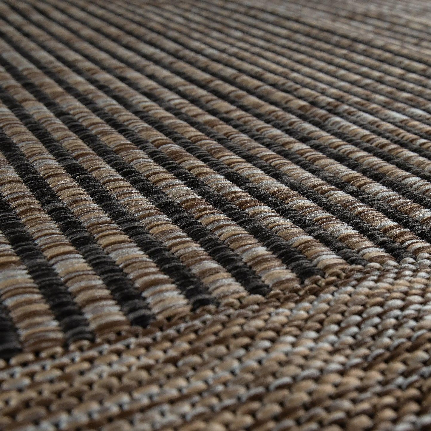 Anthracite Brown Outdoor Rug Rustic & Simple Style Bordered for Patio/Balcony - RugYourHome