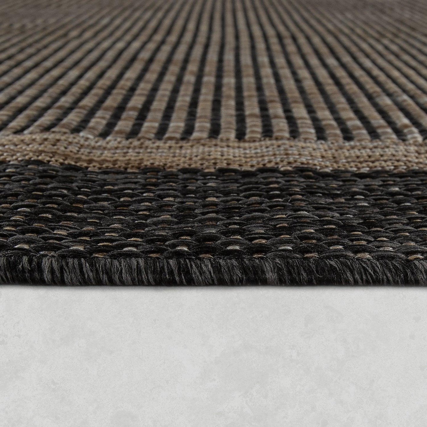 Anthracite Brown Outdoor Rug Rustic & Simple Style Bordered for Patio/Balcony - RugYourHome