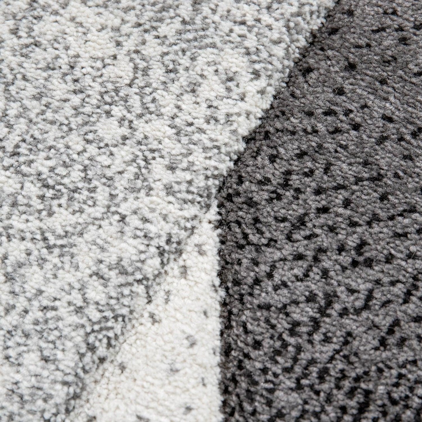 Area Rug Bordered with Geometric Pattern Grey Anthracite with Contour Cut - RugYourHome