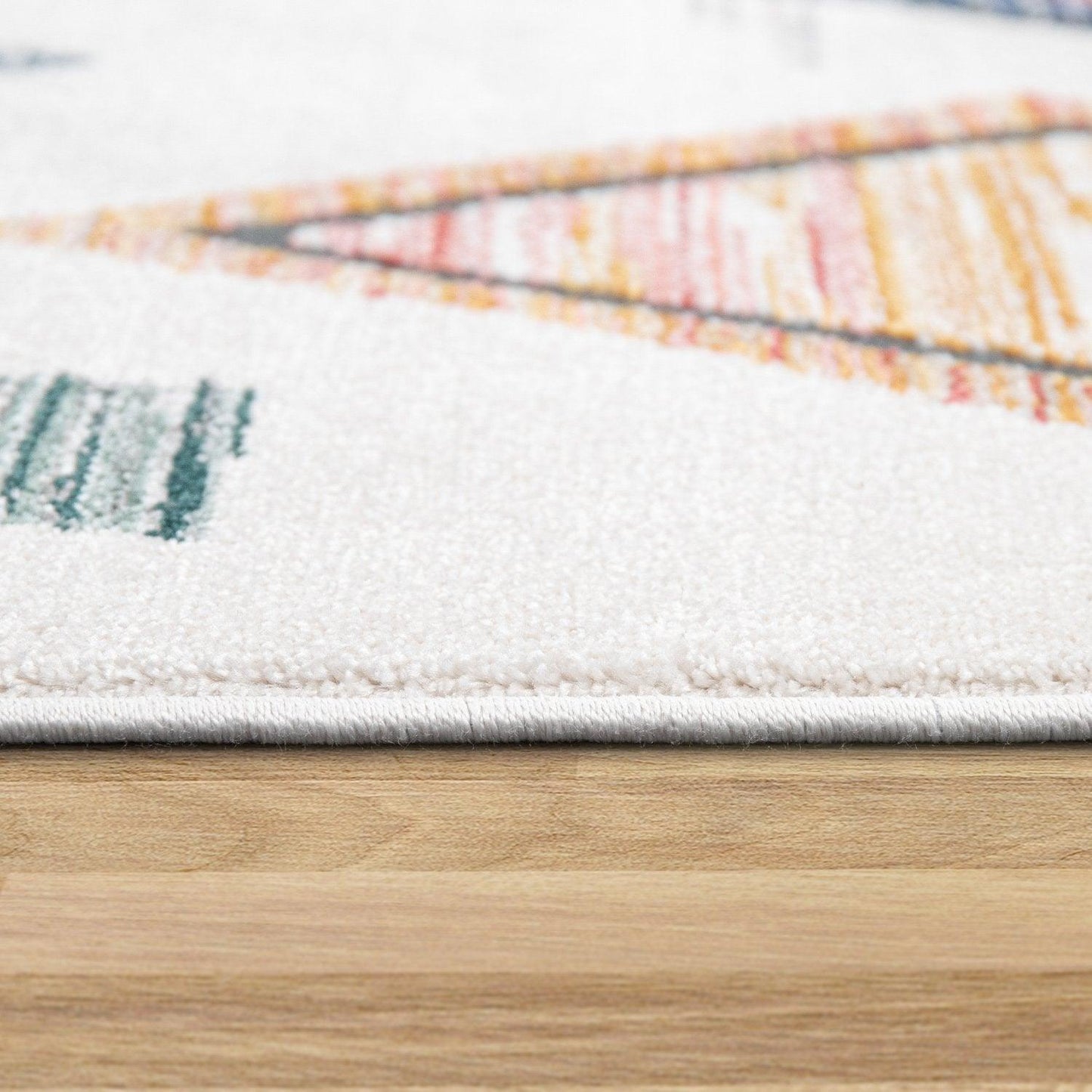 Area Rug Cream Low-Pile Boho Style Colorful Diamond Pattern - RugYourHome