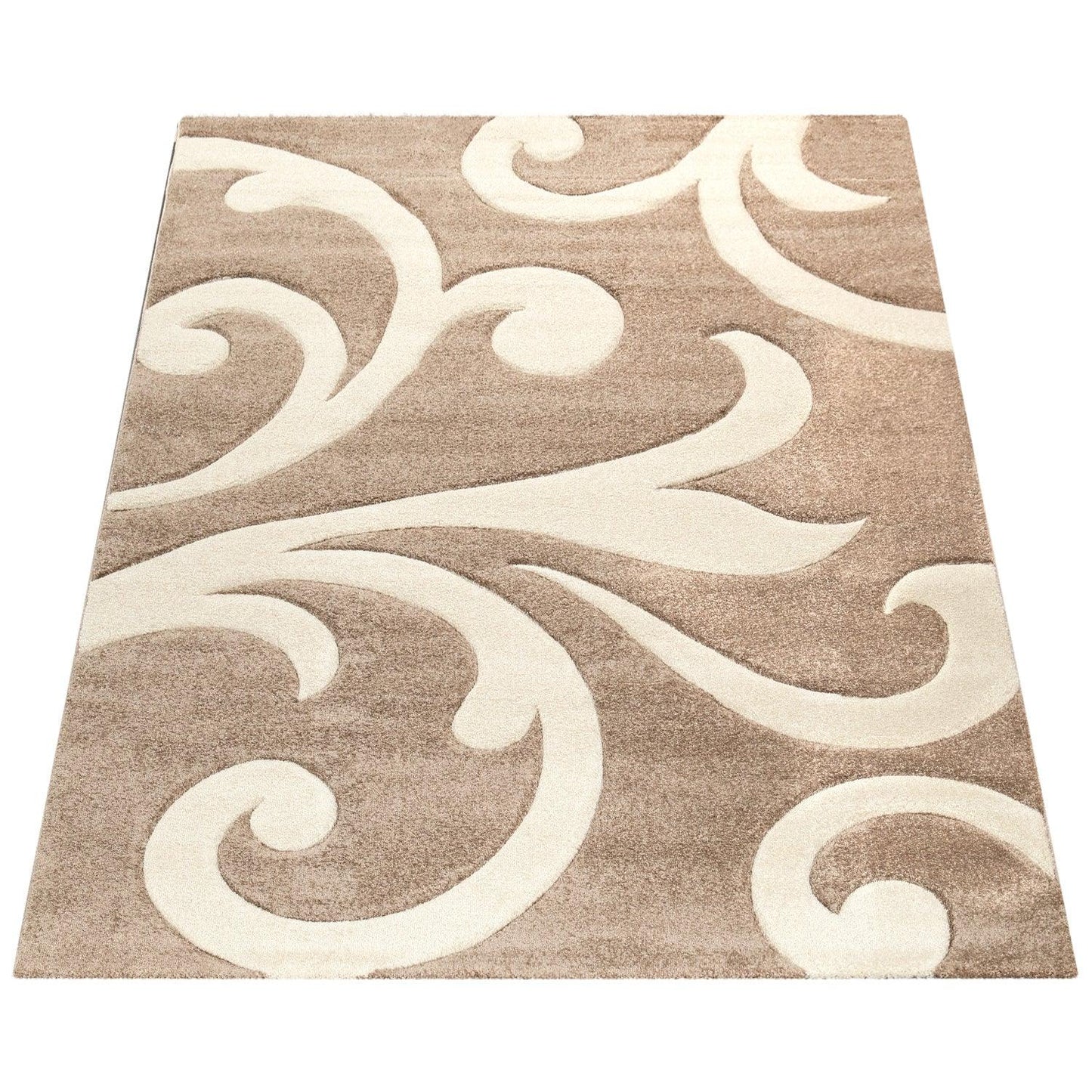 Area Rug Lafleur Modern Floral Pattern with Contour Cut - Beige - RugYourHome
