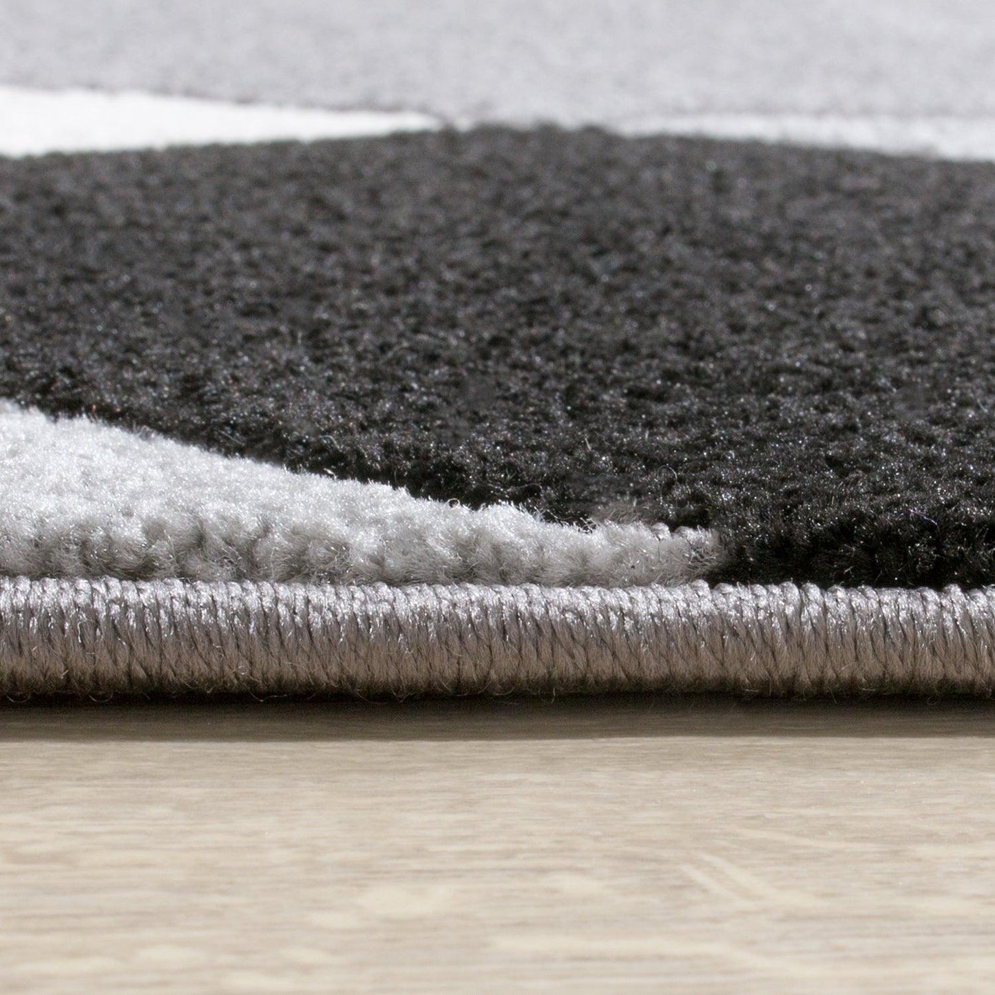 Area Rug Madeira Abstract Curved Pattern - Black White - RugYourHome