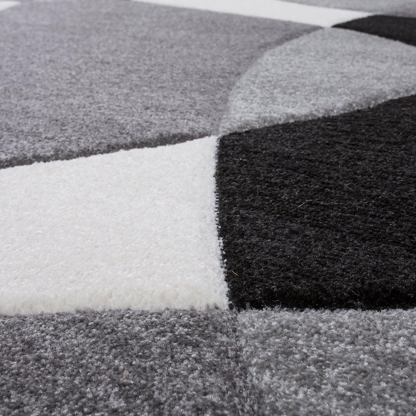 Area Rug Madeira Abstract Curved Pattern - Black White - RugYourHome
