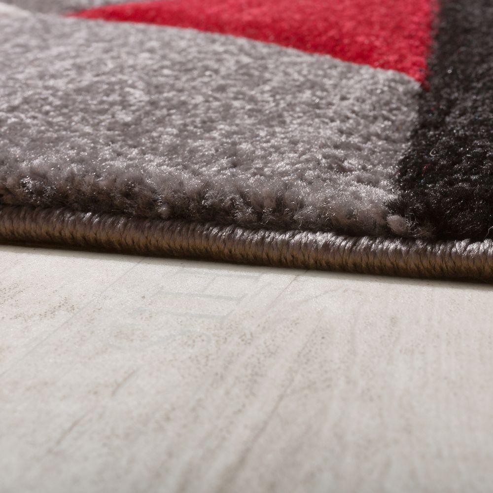 Area Rug Madeira Abstract Curved Pattern - Grey Red - RugYourHome
