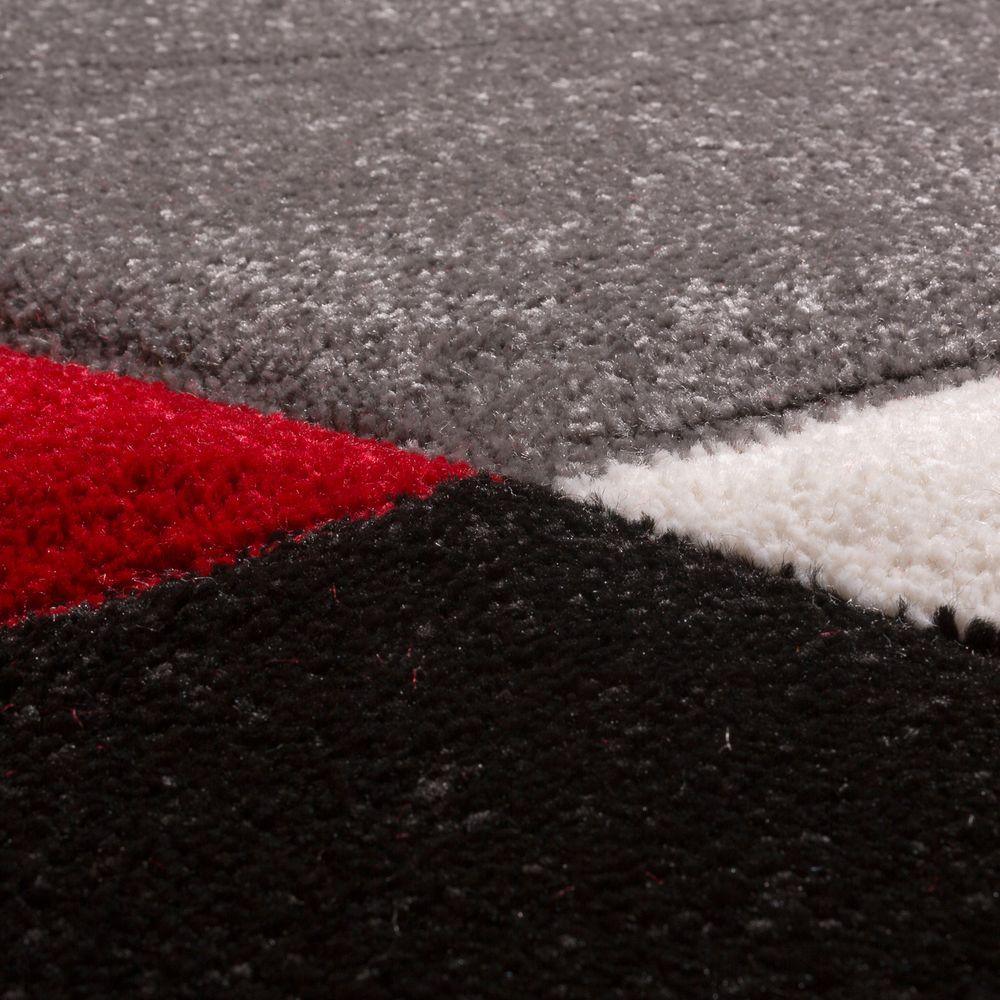 Area Rug Madeira Abstract Curved Pattern - Grey Red - RugYourHome