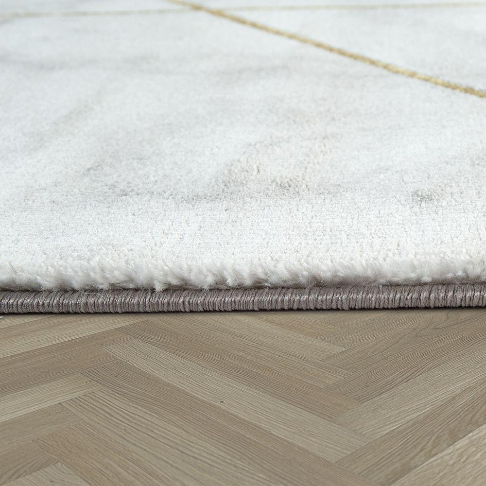 Area Rug Marble Pattern Hardwearing in Grey Gold Cream - RugYourHome