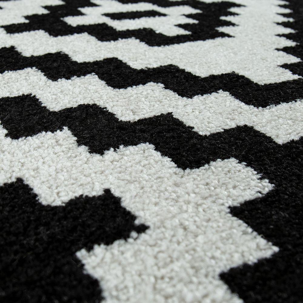 Black White Living Room Rug Boho Design Diamond Pattern - RugYourHome