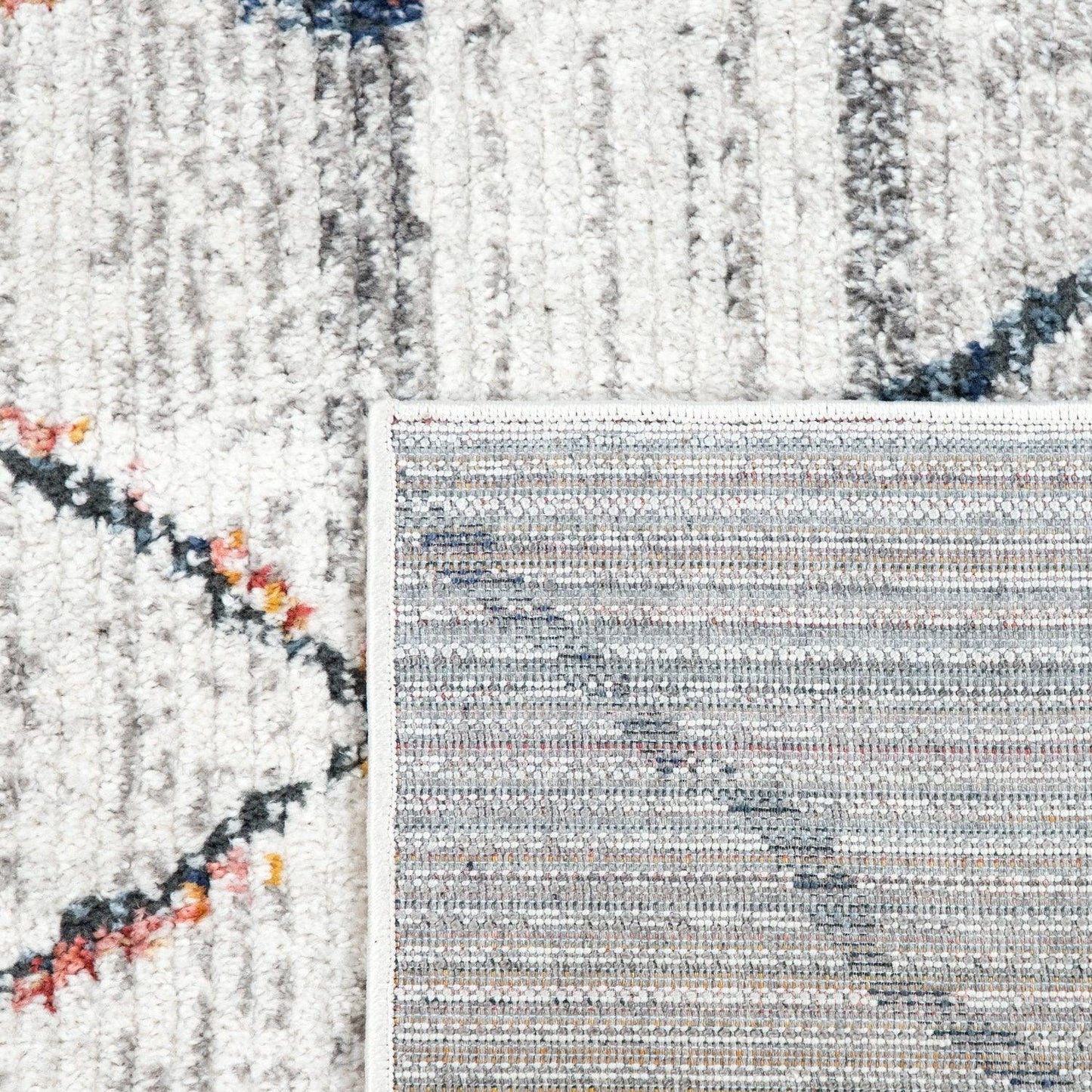 Boho Rug Cream Ethnic Diamond Pattern Modern Ripped Design - RugYourHome