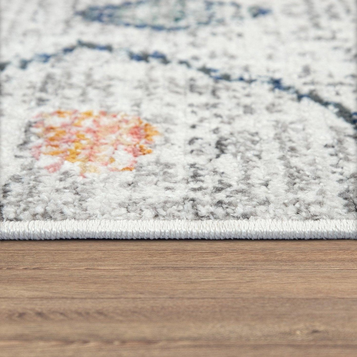 Boho Rug Cream Ethnic Diamond Pattern Modern Ripped Design - RugYourHome