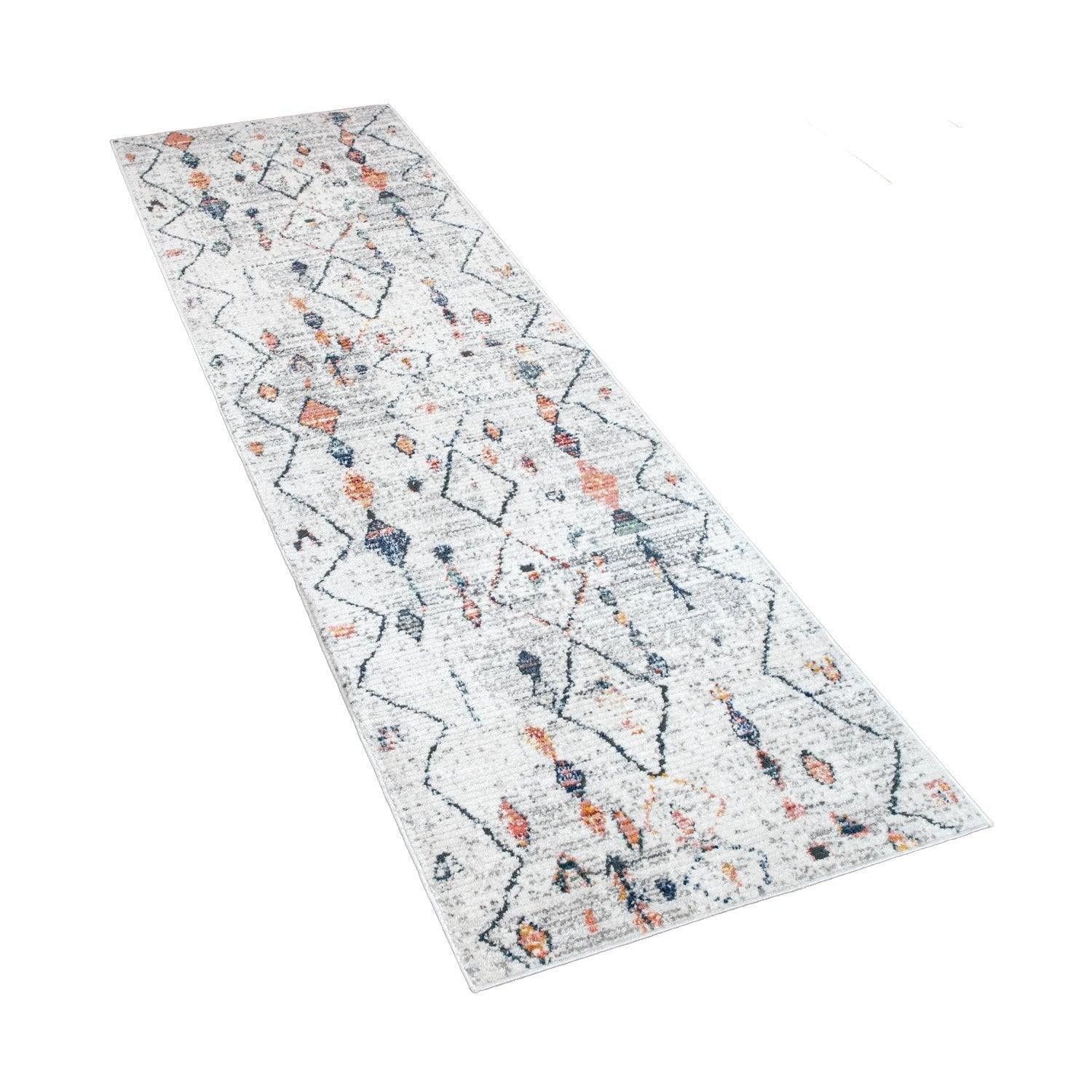 Boho Rug Cream Ethnic Diamond Pattern Modern Ripped Design - RugYourHome