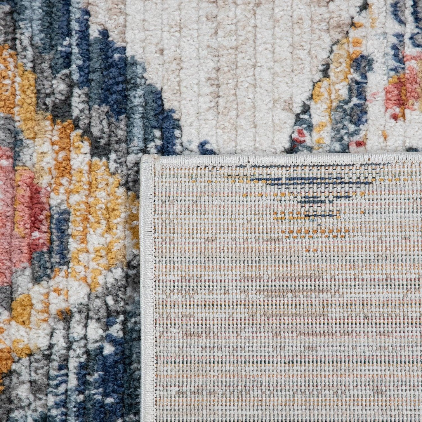 Boho Rug Cream Ethnic Diamond Pattern Unique Design Ripped - RugYourHome