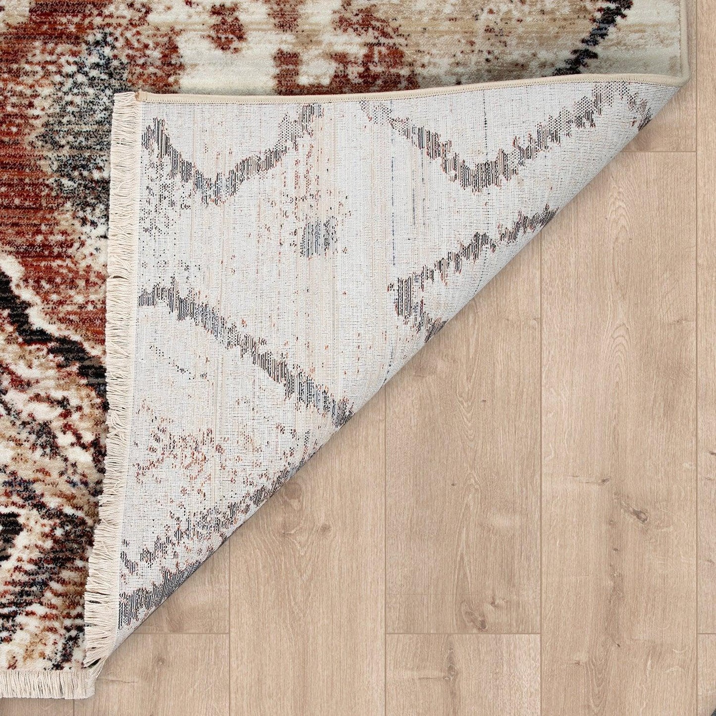 Boho Rug For Living Rooms Diamond Pattern Red Cream - RugYourHome