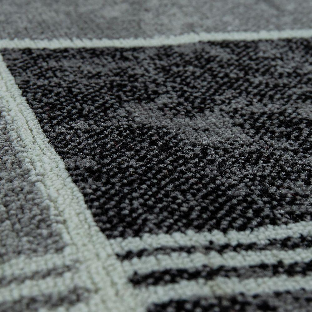 Checked Area Rug Marble Effect Modern Grey Red - RugYourHome