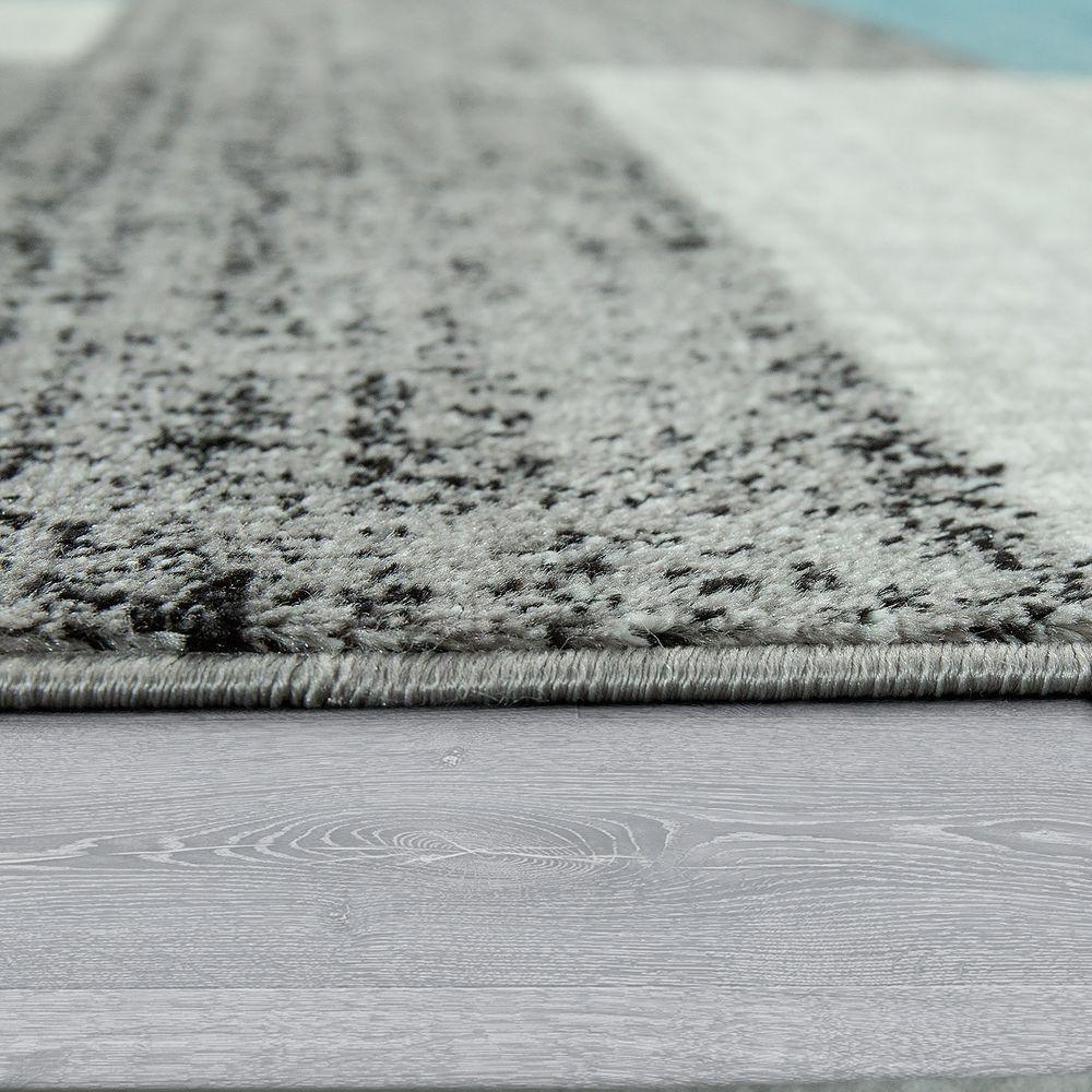 Designer Area Rug Modern Checked Pattern Mottled in Light Blue Grey White - RugYourHome