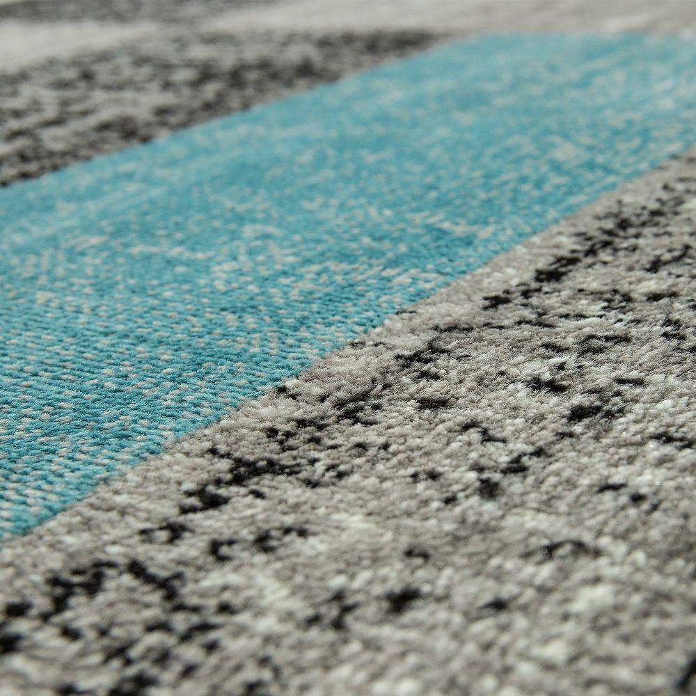 Designer Area Rug Modern Checked Pattern Mottled in Light Blue Grey White - RugYourHome