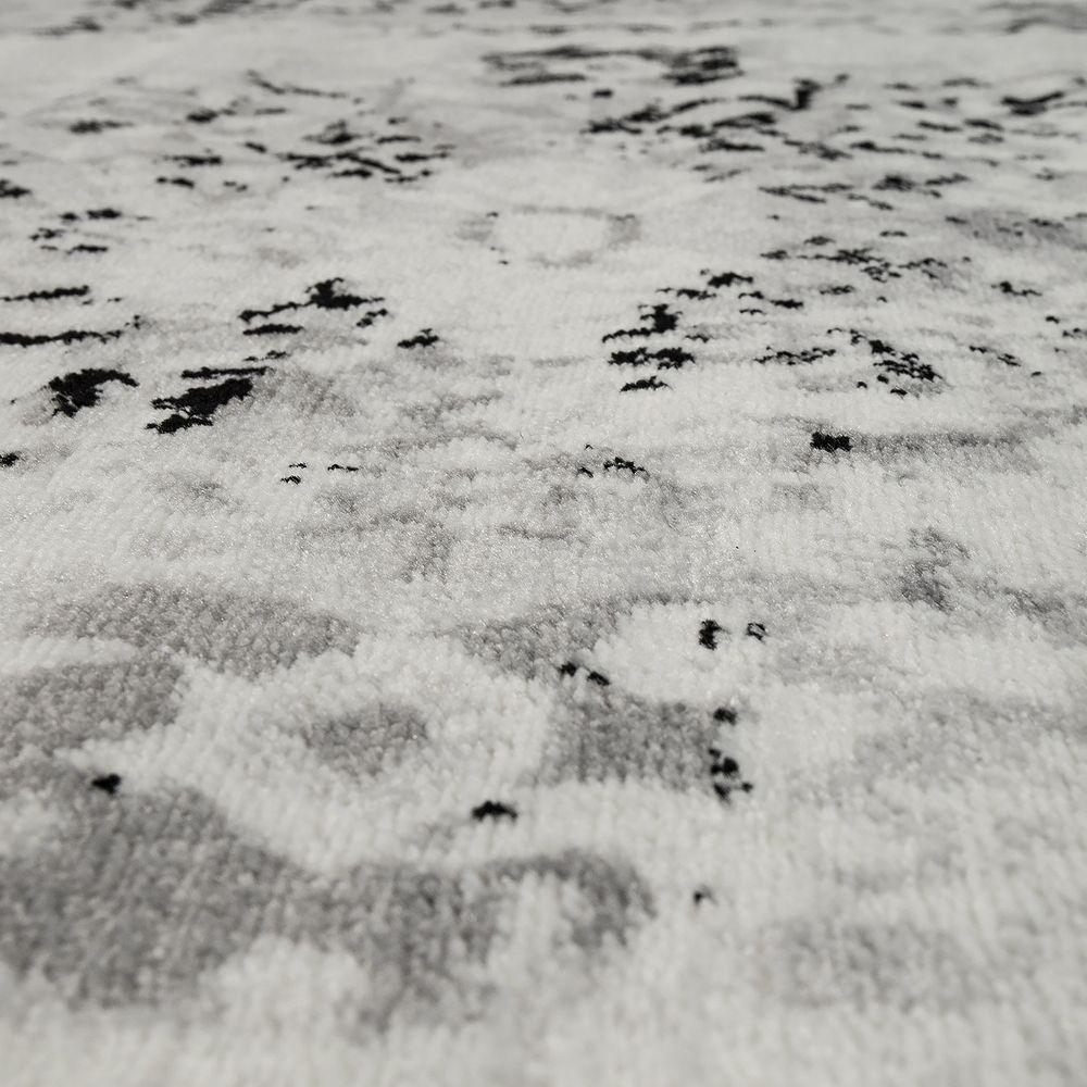 Designer Rug Short-Pile Living Room Vintage Look Modern In Grey Cream - RugYourHome