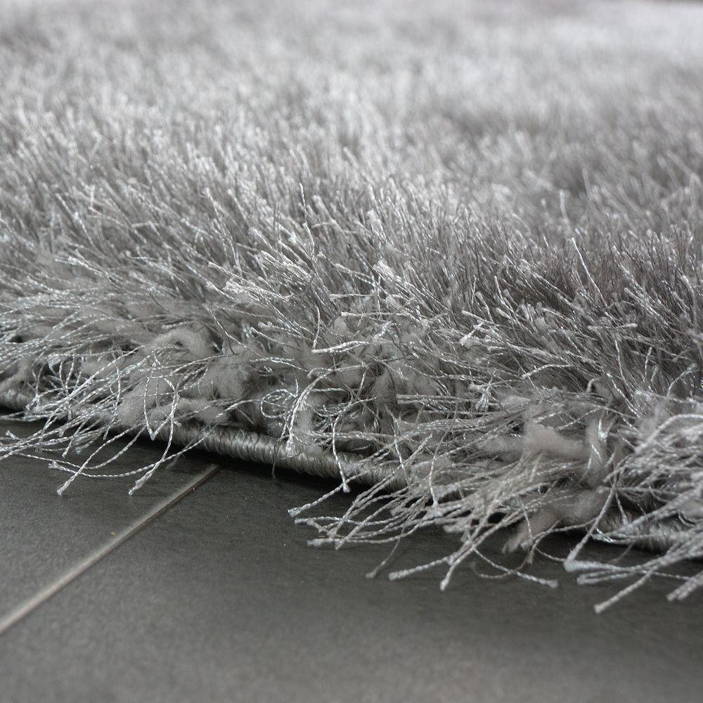 Fluffy Rug Shaggy For Living Room in Grey Soft & Shimmering - RugYourHome