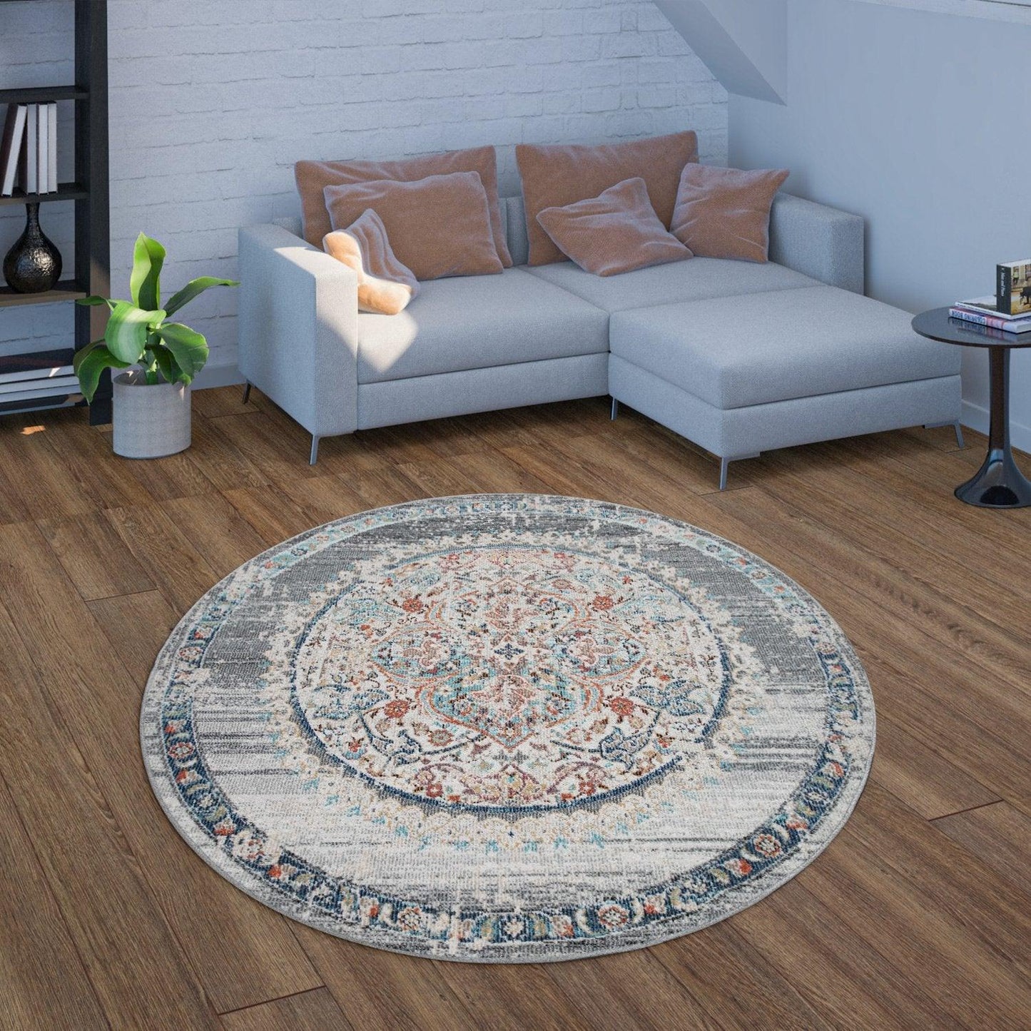 Grey Indoor & Outdoor Rug for Balcony Oriental Pattern - RugYourHome