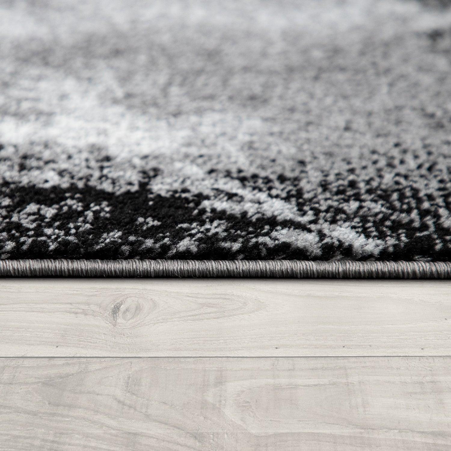 Grey White Area Rug Modern Design with Abstract Paint Effect - RugYourHome