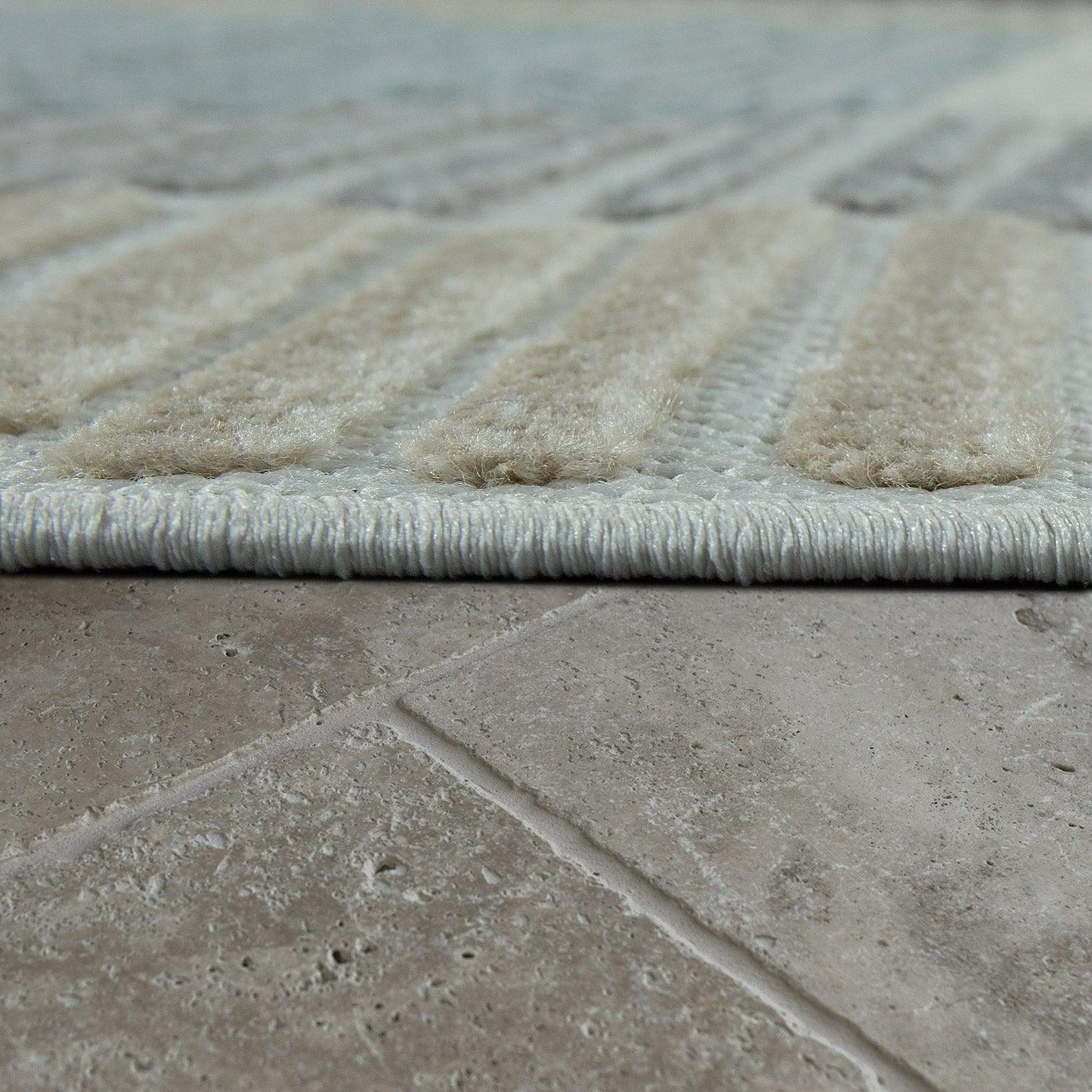 In- & Outdoor Rug Marrakesh Carved Design - Brown Blue Beige - RugYourHome