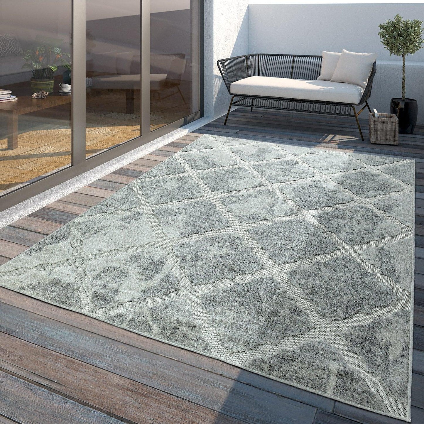 In- & Outdoor Rug Marrakesh Moroccan Diamond pattern - Light-Grey - RugYourHome