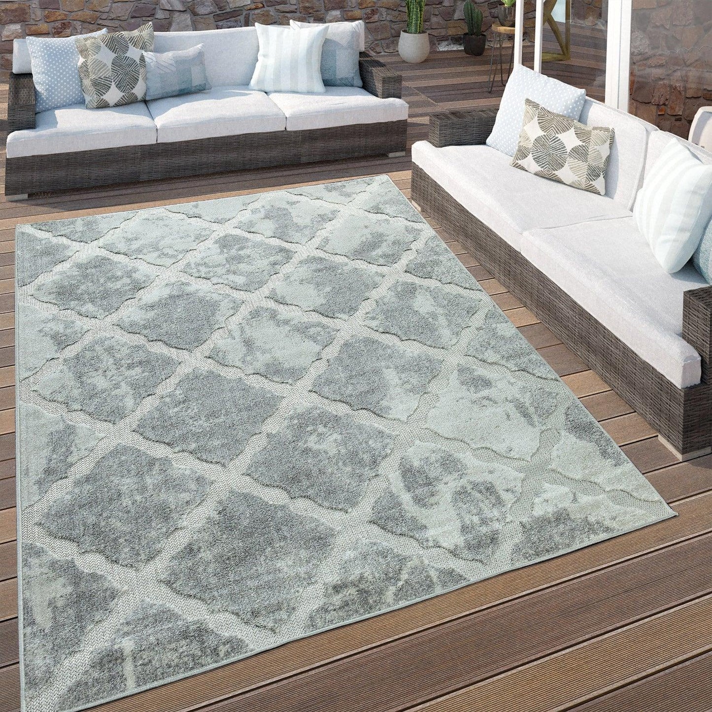 In- & Outdoor Rug Marrakesh Moroccan Diamond pattern - Light-Grey - RugYourHome