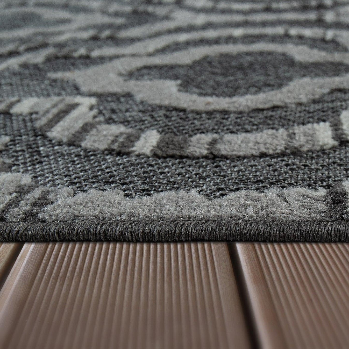 In- & Outdoor Rug Marrakesh Moroccan Ornaments - Dark Grey - RugYourHome