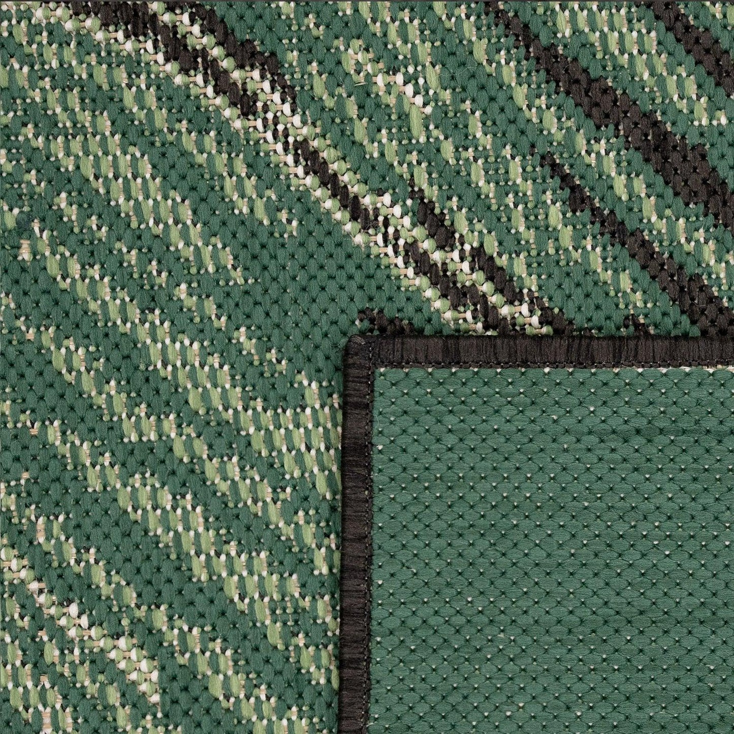 In- & Outdoor Rug Ostende Jungle Leaves - Black Green - RugYourHome
