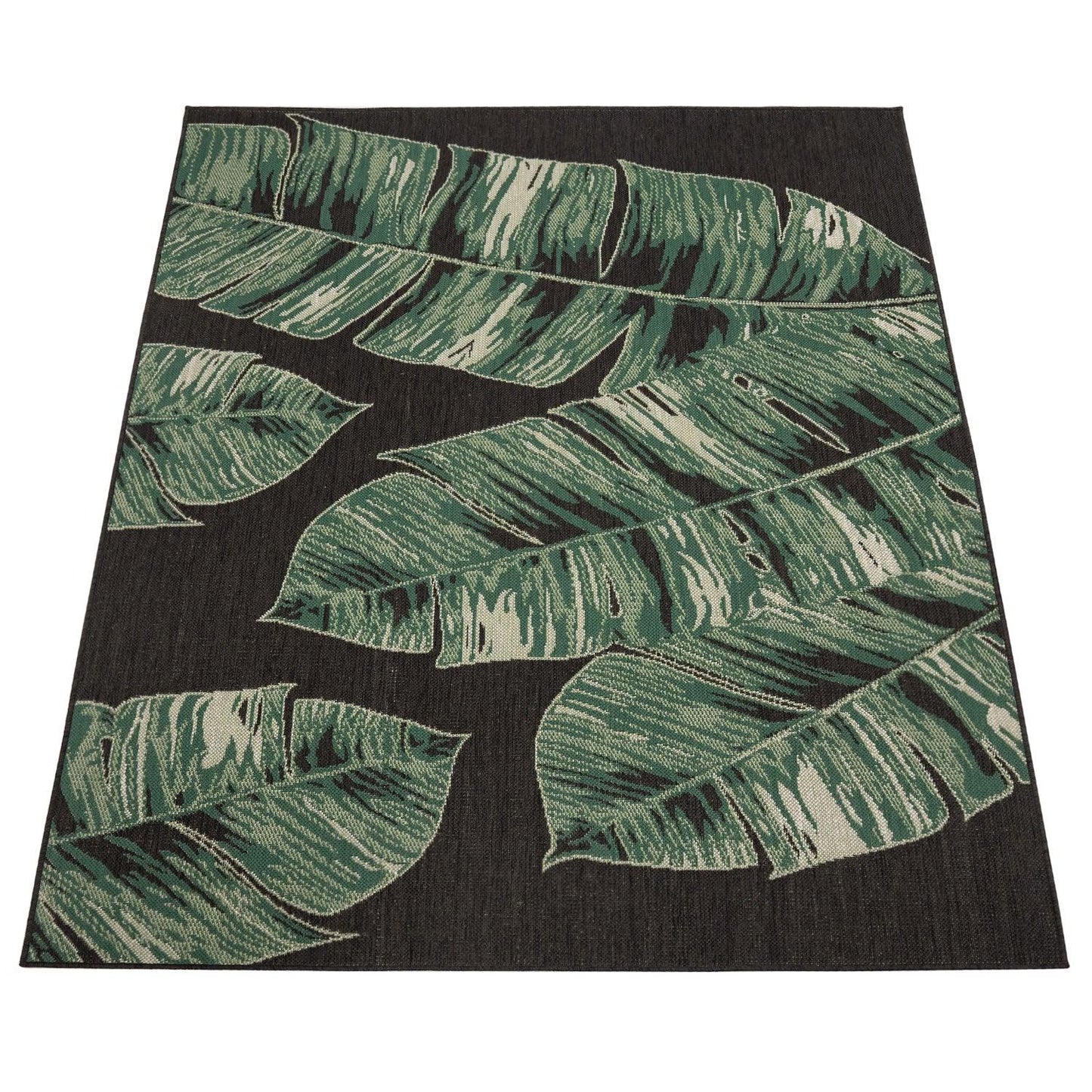 In- & Outdoor Rug Ostende Jungle Leaves - Black Green - RugYourHome