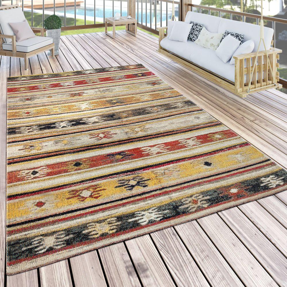 Indoor & Outdoor Rug Ethnic Cream Red Yellow - RugYourHome