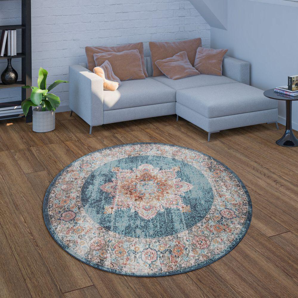 Indoor & Outdoor Rug For Patio, Oriental Look In Blue - RugYourHome