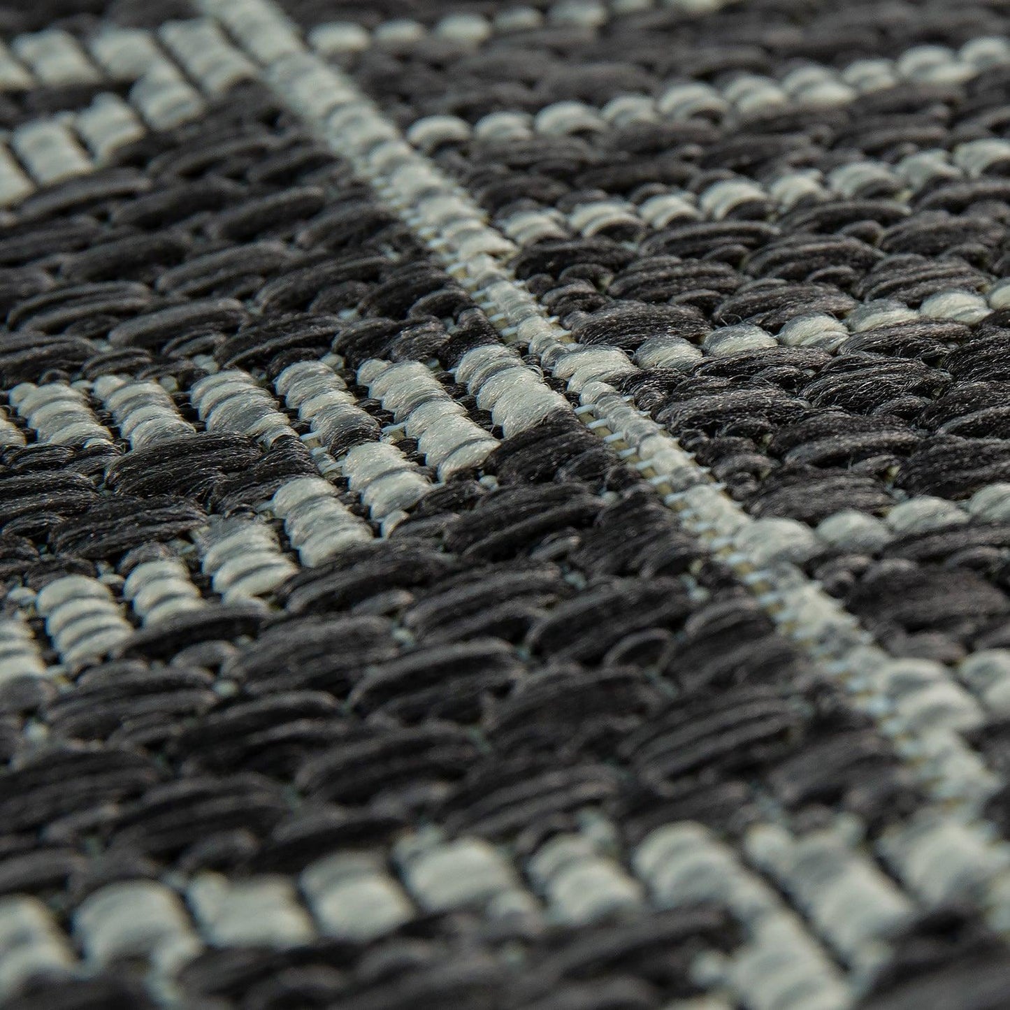 Indoor & Outdoor Rug modern ethnic pattern for Patio/Balcony in Black Grey - RugYourHome