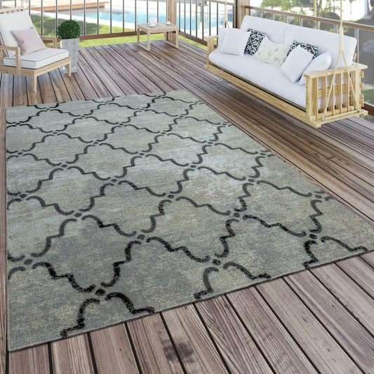 Indoor & Outdoor Rug Moroccan Pattern Grey - RugYourHome