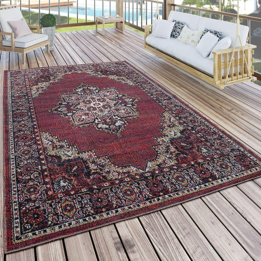 Indoor & Outdoor Rug Oriental Look Bordeaux Red - RugYourHome