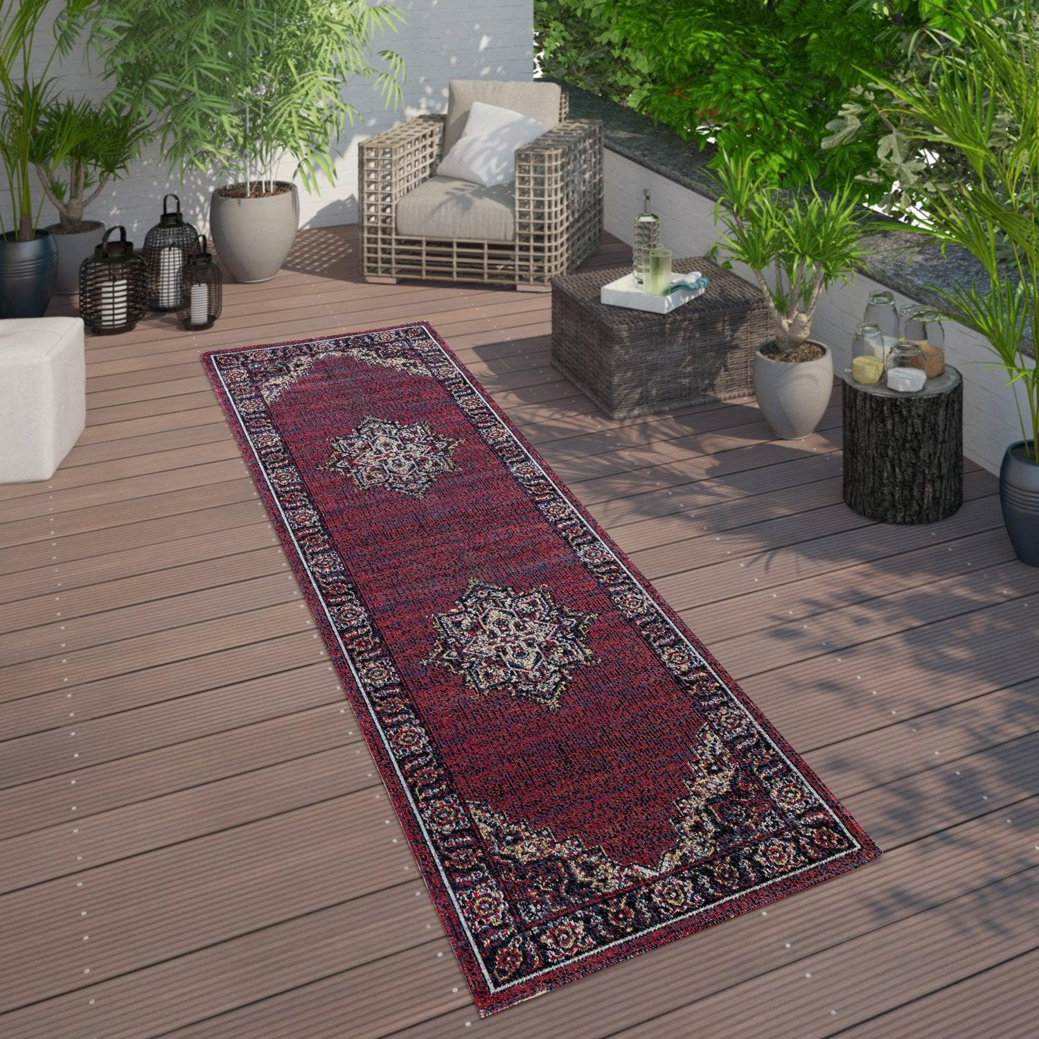 Indoor & Outdoor Rug Oriental Look Bordeaux Red - RugYourHome