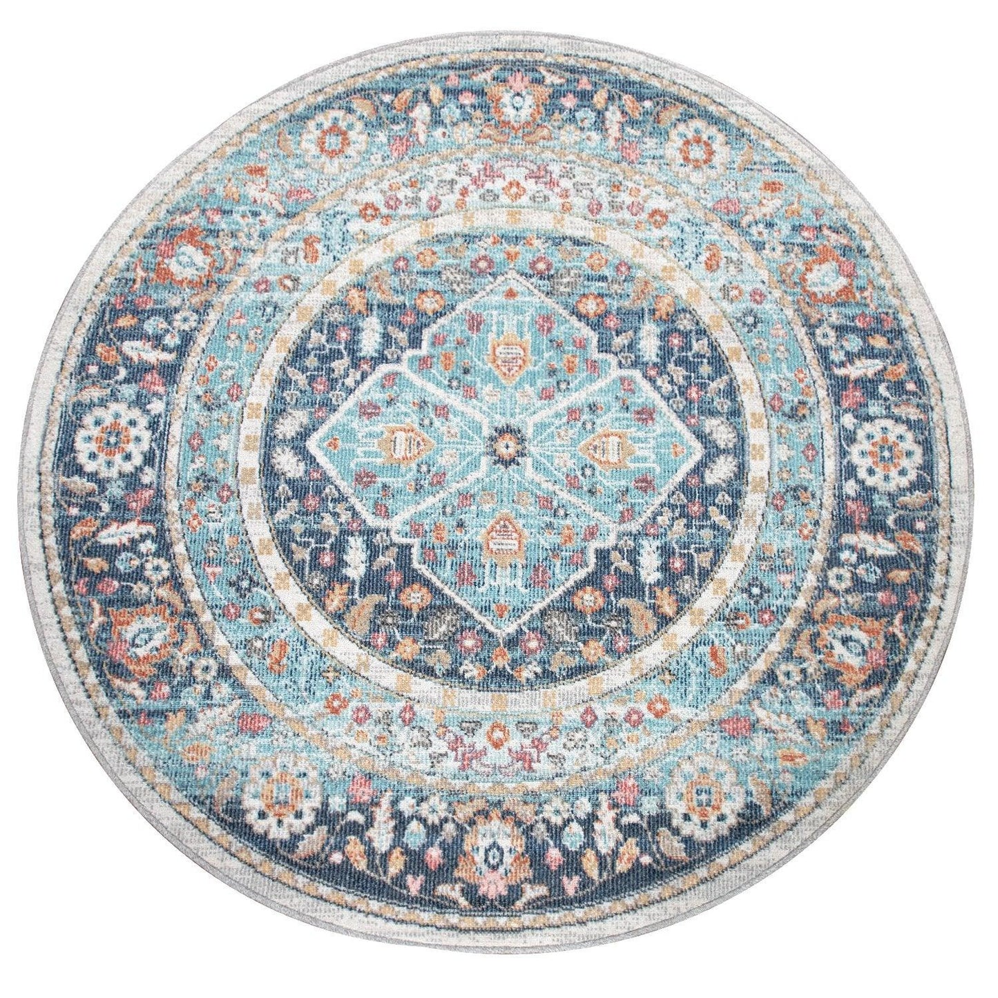 Indoor & Outdoor Rug, Short-Pile For Balcony And Patio, Oriental Design In Blue - RugYourHome