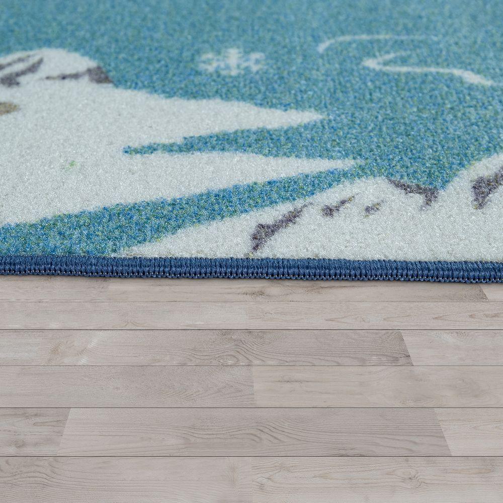 Kids Play Rug for Nursery World map with Animals in blue - RugYourHome