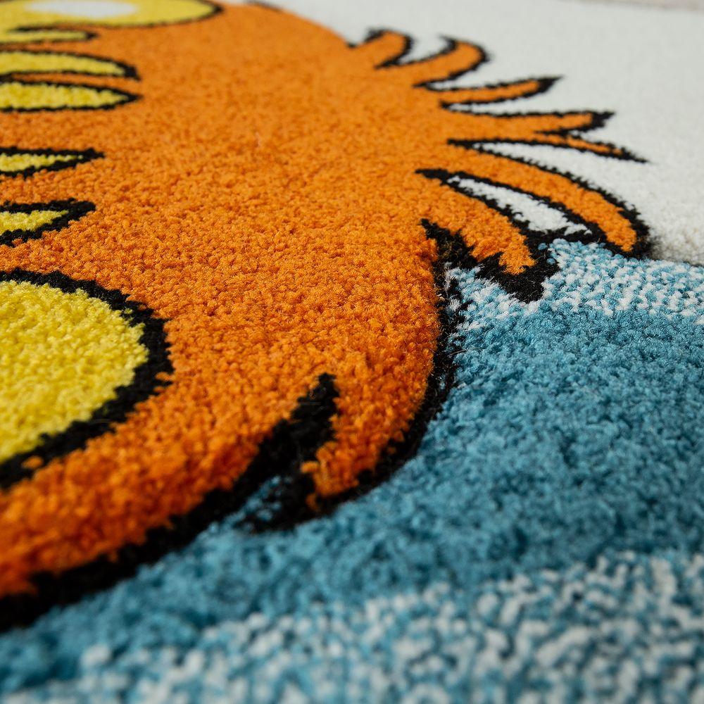 Kids Room Rug Cute Zoo Animals Jungle Lion and Elephants in 3D Effect colorful - RugYourHome