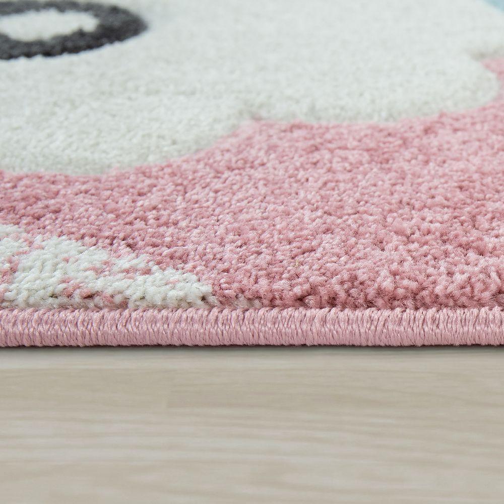 Kids Rug Nursery Cute Alpaca 3D Pink White Pastel - RugYourHome