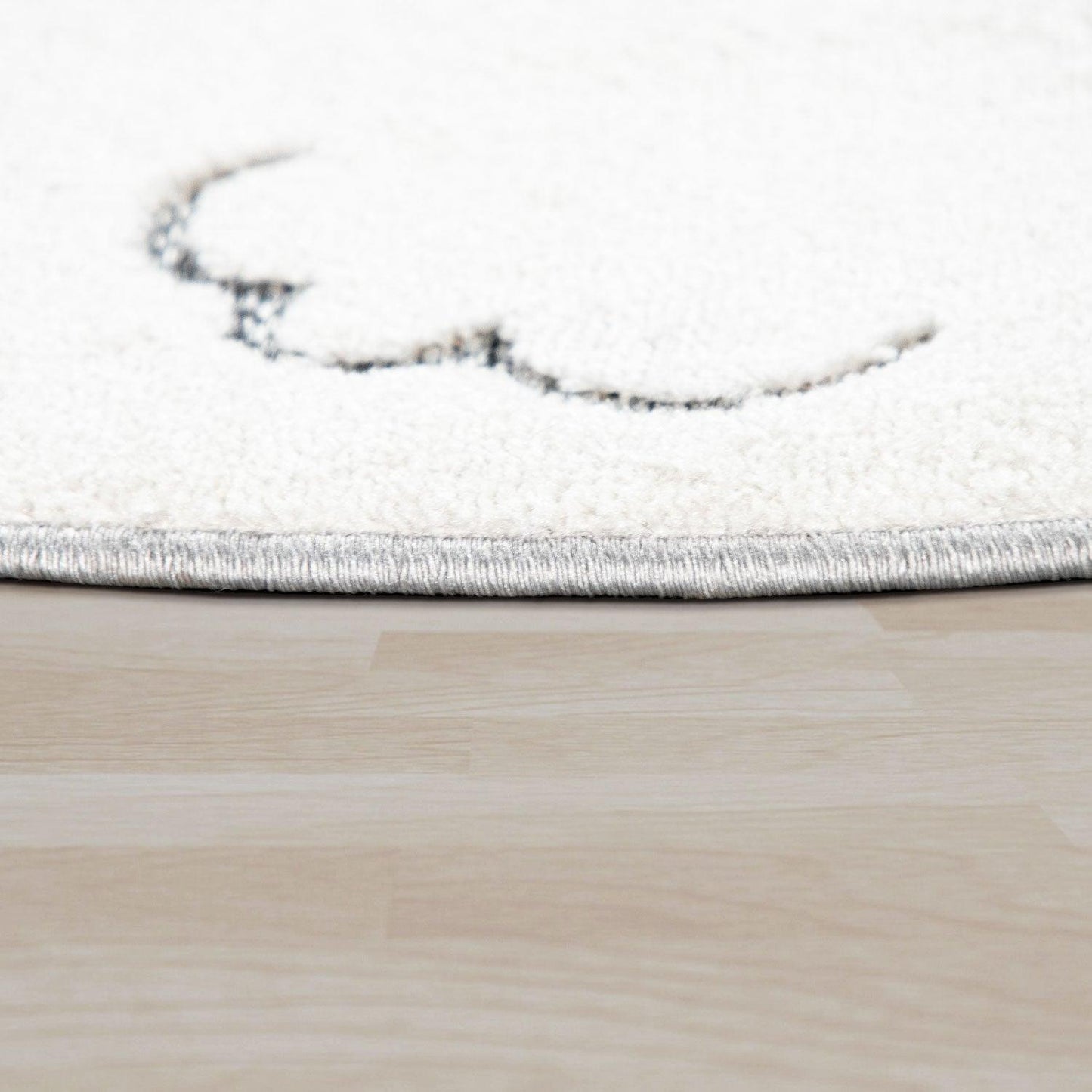 Kids Rug Tweet Round Play Mat Llama Motif in Mottled Grey - RugYourHome