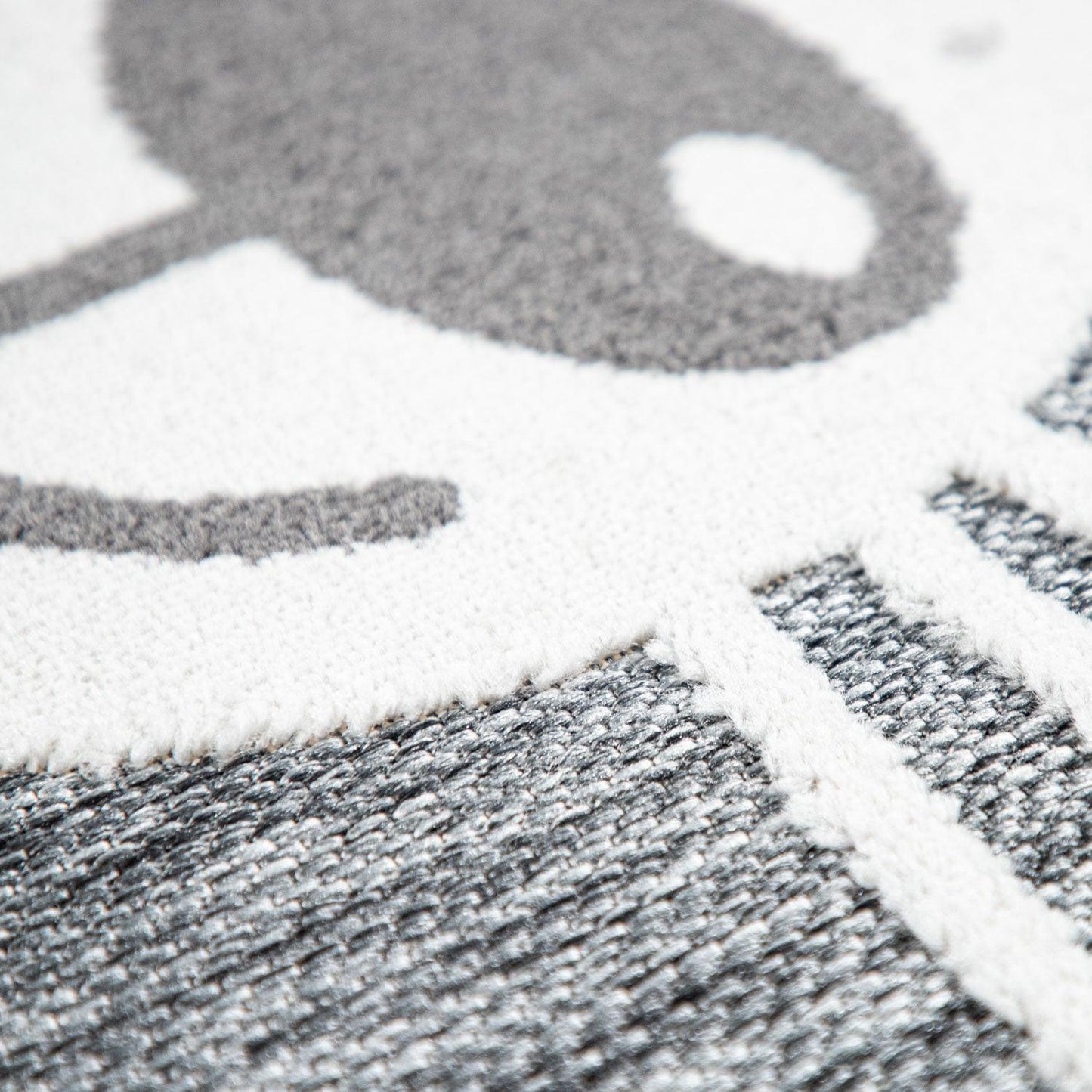 Kids Rug Tweet with Lion Face Round Play Mat in Grey - RugYourHome
