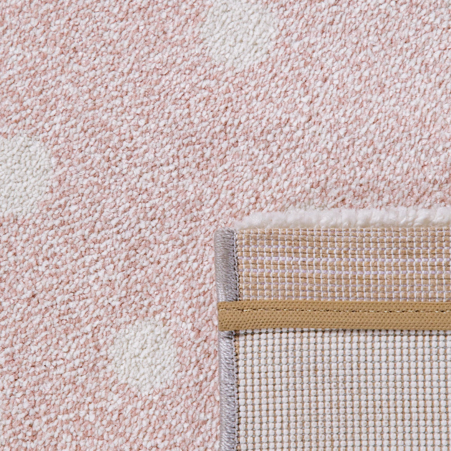 Kids Rug Cosmo Checkered with Rainbows & Hearts - Pink White