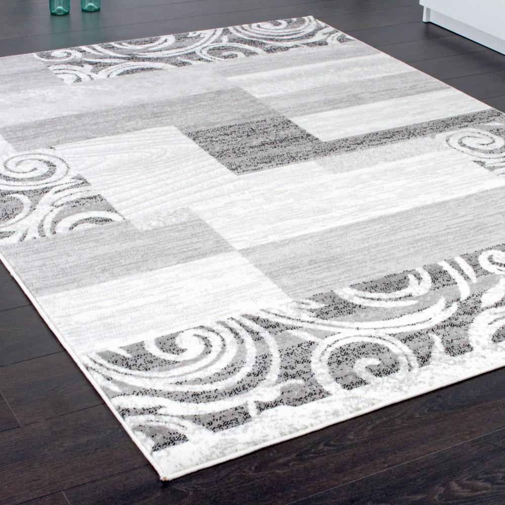 Living Room Rug Low-Pile in Grey White Cream - RugYourHome