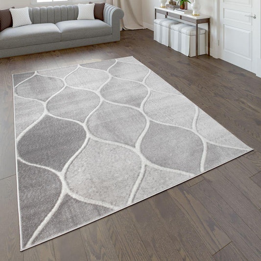 Low-Pile Rug Oriental Design in various gray Tones - RugYourHome