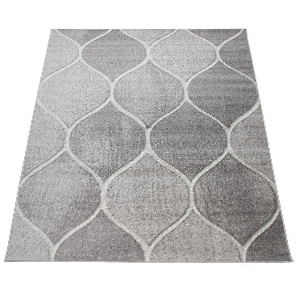 Low-Pile Rug Oriental Design in various gray Tones - RugYourHome