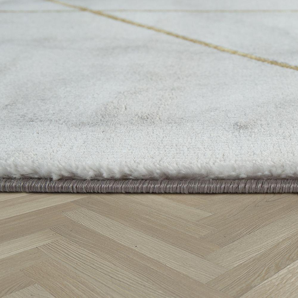 Marble Patten Area Rug in Gold Cream for Living Room with Contour Cut - RugYourHome