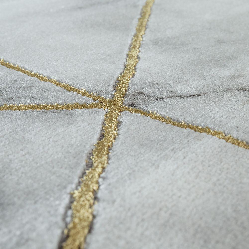 Marble Patten Area Rug in Gold Cream for Living Room with Contour Cut - RugYourHome